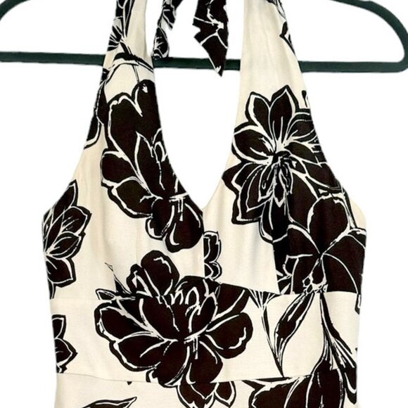 Ann Taylor Silk Halter Dress in Black Floral Size 0P - Picture 3 of 6